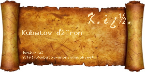 Kubatov Áron névjegykártya